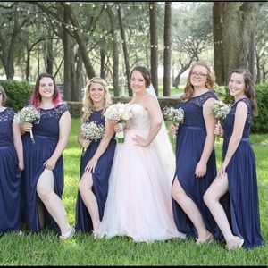 David’s Bridal Long NavyBlue Bridesmaid Dress